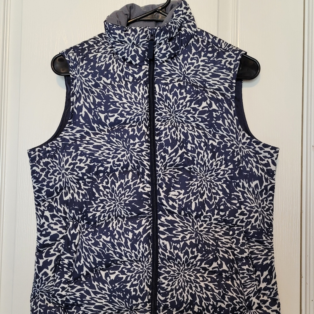 Lands End Floral Puffer Vest